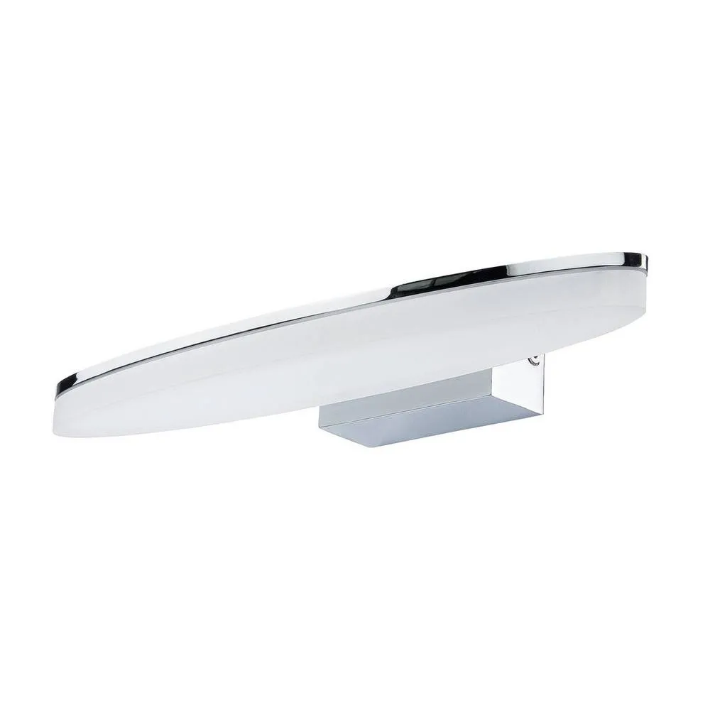 Netlighting Ola Wall Lamp 6W LED Oval 3000K IP44 450lm Chrome Frosted Acrylic in Silver