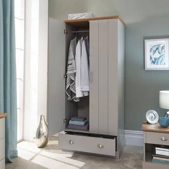 Kendal Double 1 Drawer Wardrobe, Grey 6