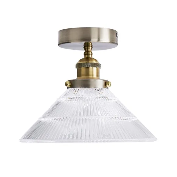 Logan Glass Satin Nickel Semi Flush Ceiling Light 5