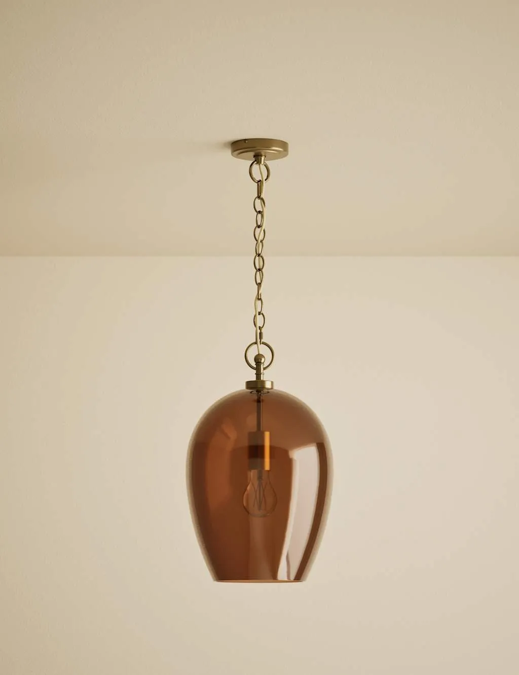 M&S Glass Bell Pendant Ceiling Light Amber