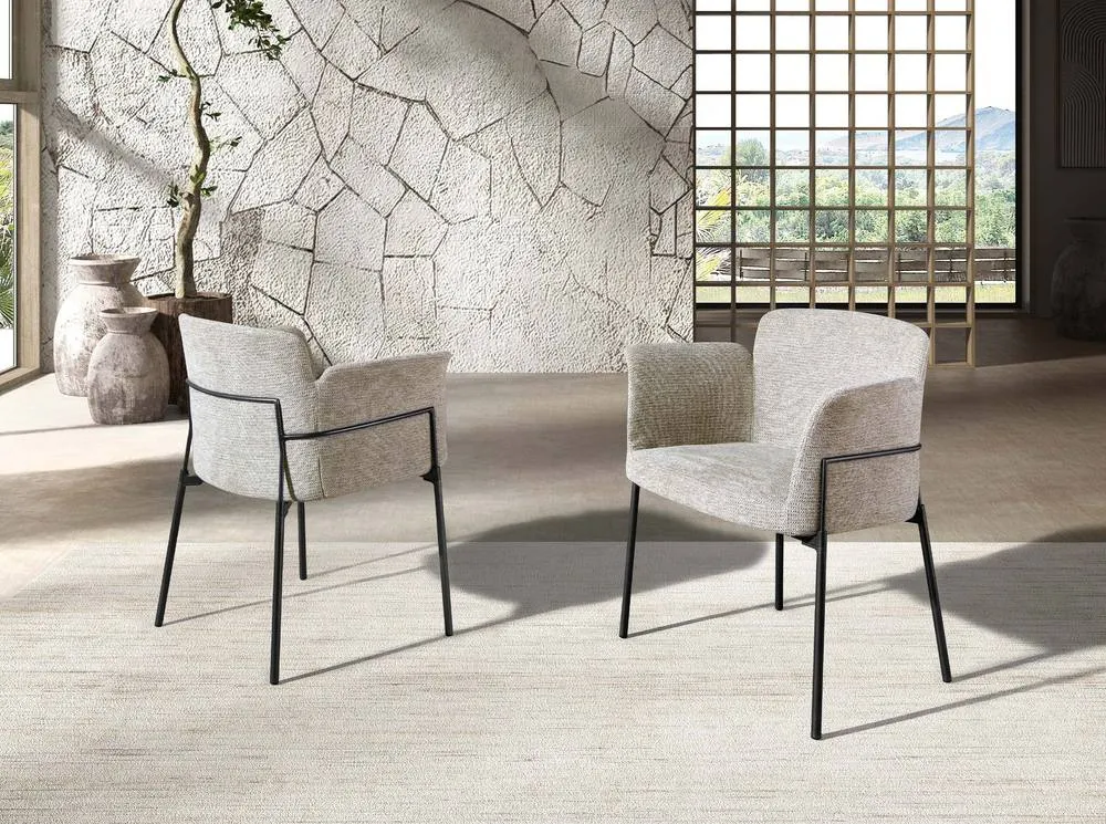 Angel Cerda Grey Fabric Dining Chair Stainless Steel Legs 3