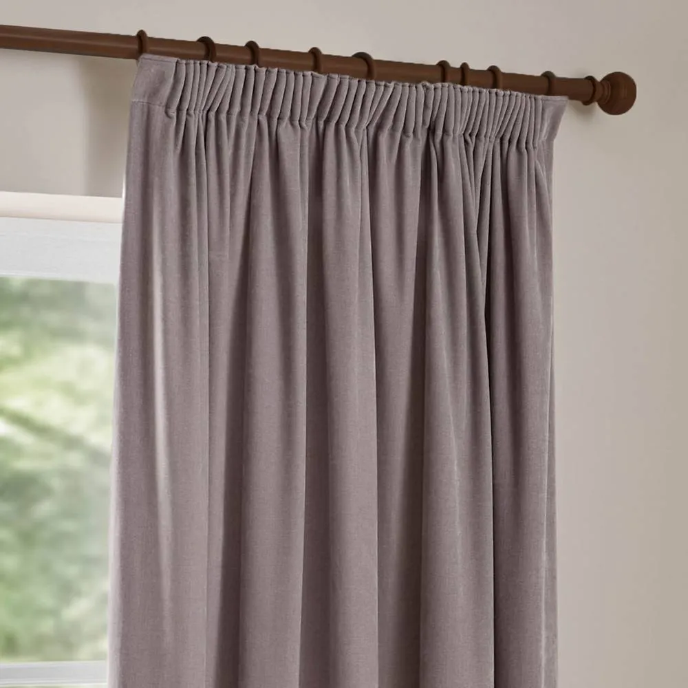 Yard Heavy Chenille Velvet Room Darkening Pencil Pleat Curtain Pair in Mauve 4