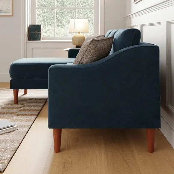 Hugo Velvet 3 Seater Corner Chaise Sofa 2