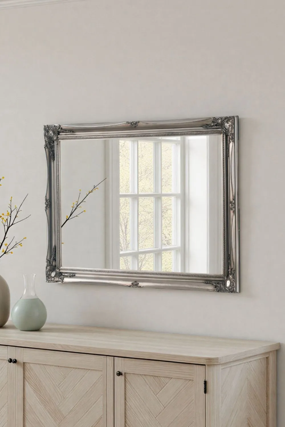 Yearn Mirrors French style carved mirror silver 105x75cm