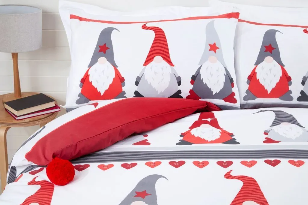 Rapport Home Festive Gonks Duvet Cover Set with Pillowcase in White 2