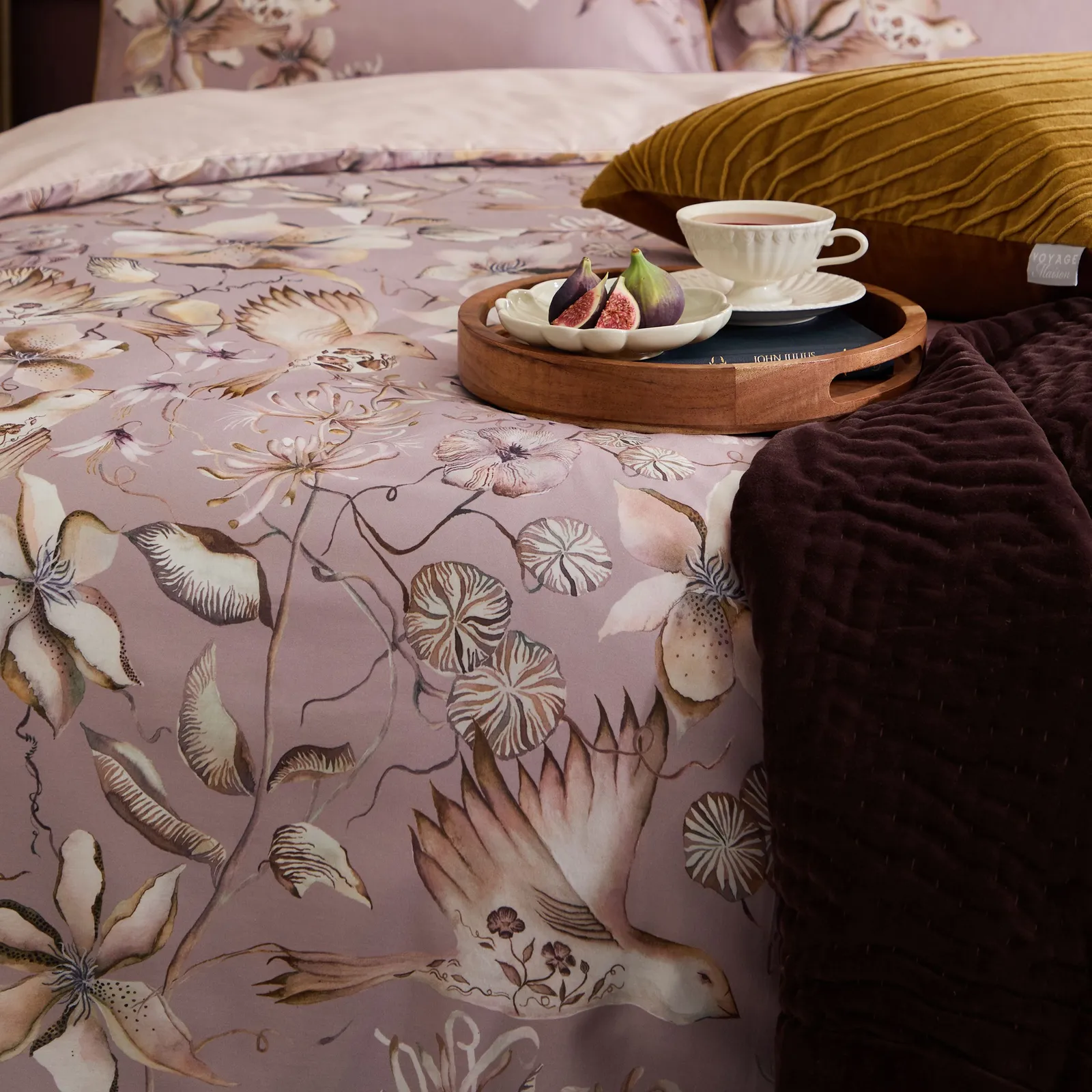 Voyage Maison Floella Printed Piped Duvet Cover Set in Purple 3