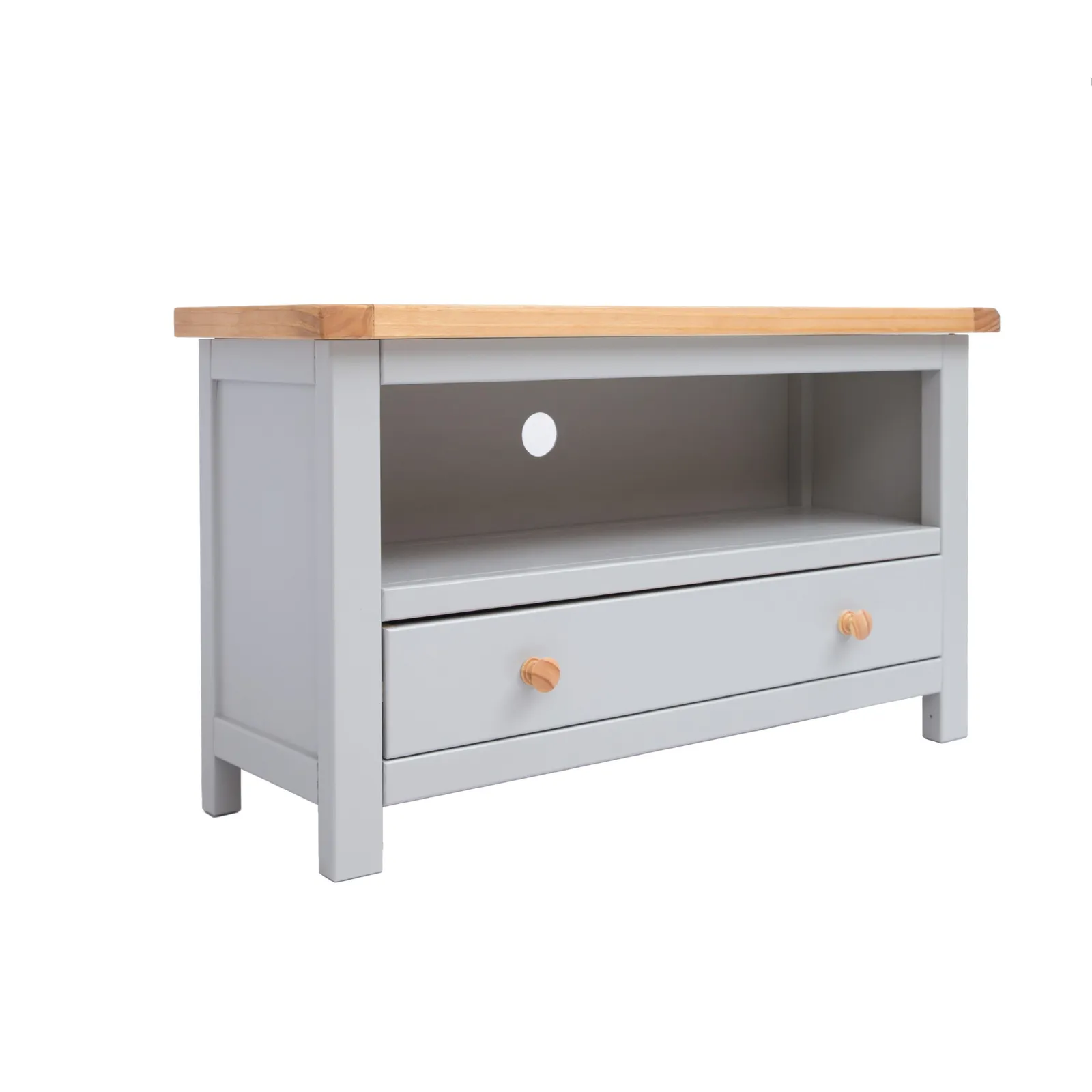 Cabinet Bits Argenta Light Grey 1 Drawer TV Cabinet Wood Knob 2
