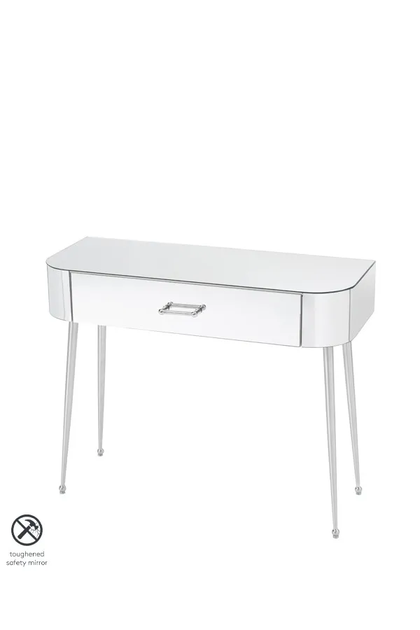 Mason Mirrored Console Table – Shiny Silver Legs