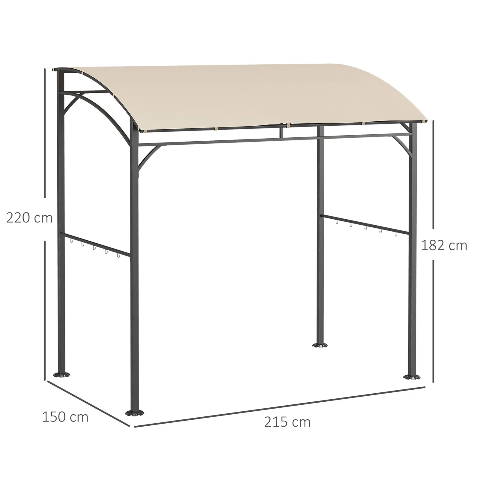 OUTSUNNY 2.2 x 1.5 m BBQ Gazebo Tent Sun Shade with Canopy in Beige 3