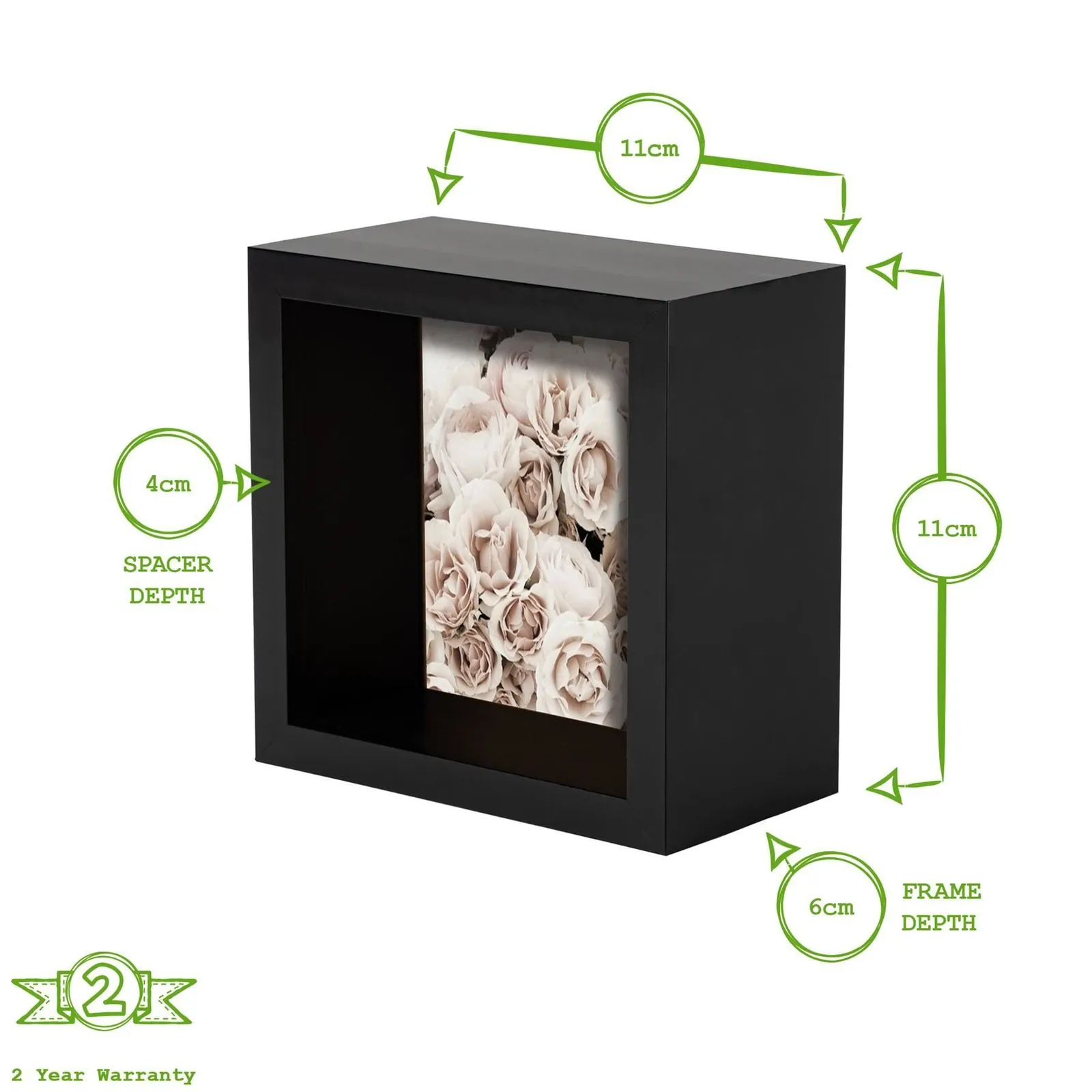 Nicola Spring 3D Deep Box Photo Frame - 4 x 4" in White 4