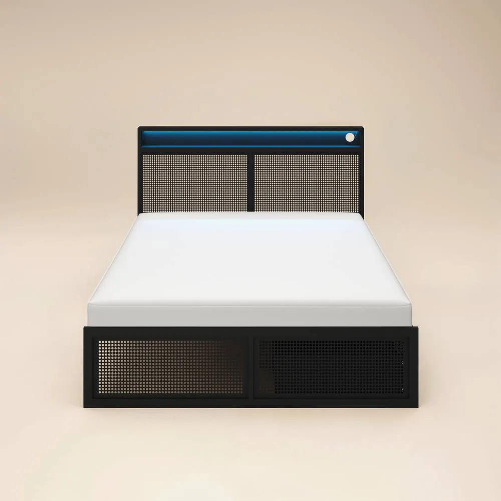 Flair Callan Metal Bed with Storage & LED Black 5