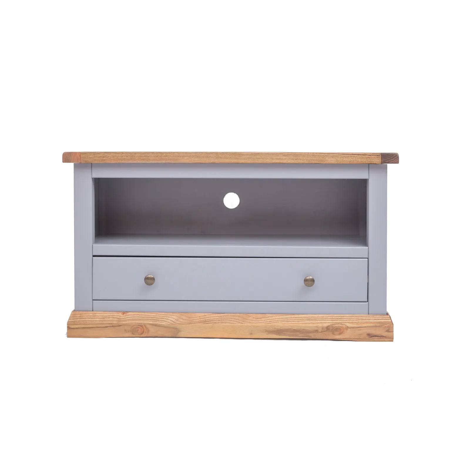 Cabinet Bits Biccari Grey 1 Drawer TV Cabinet Brass Knob 2