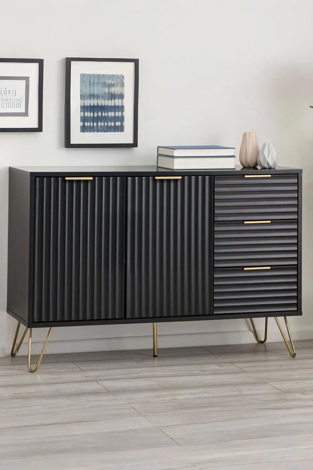 Julian Bowen Murano 2 Door 3 Drawer Sideboard in Black