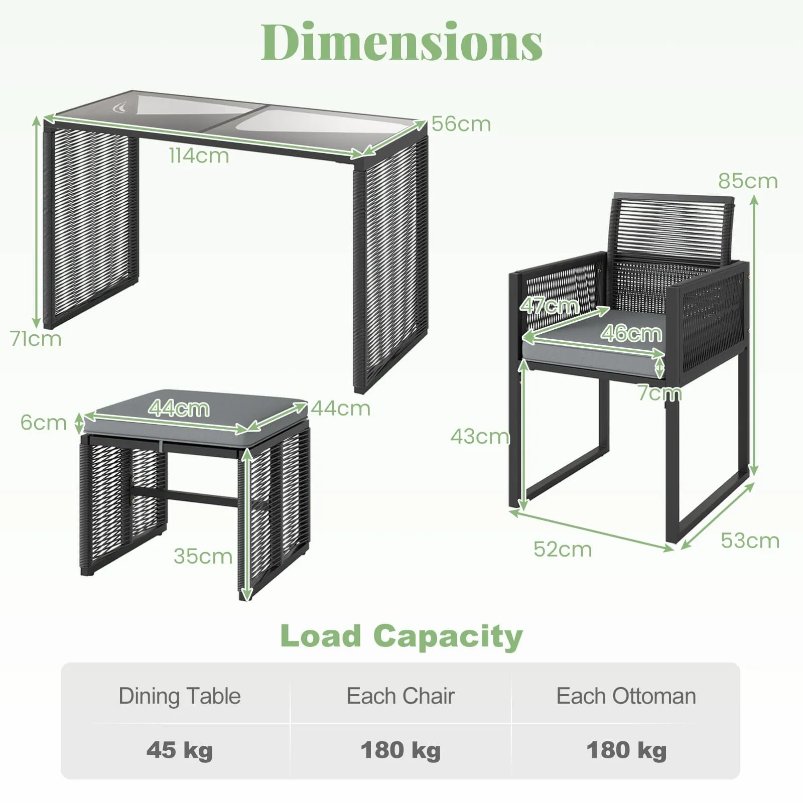 Costway 5 Pieces Patio Dining Set Outdoor Conversation Set in Grey 2