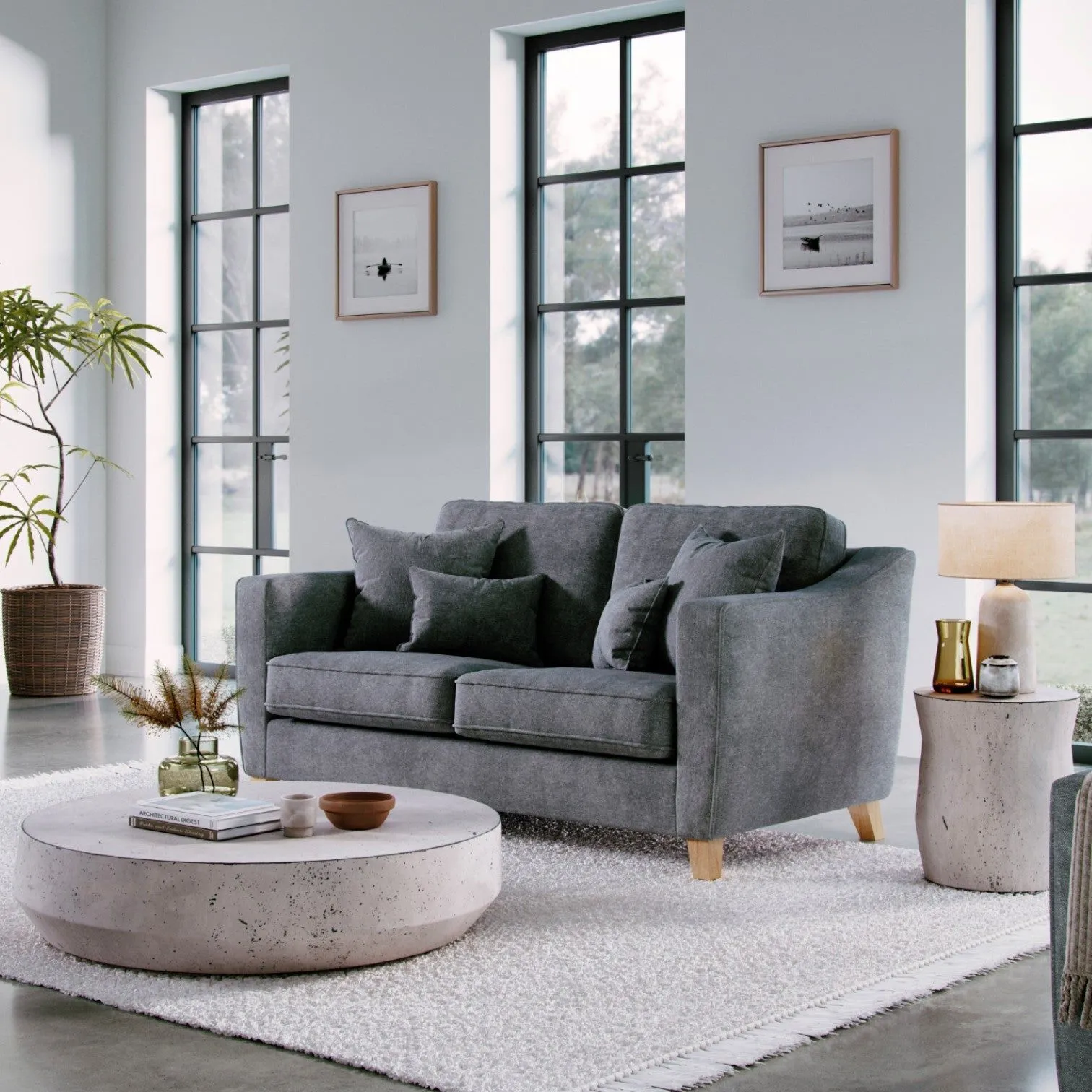 The Great Sofa Company Jackson 2 Seater Chenille Sofa in Grey 1