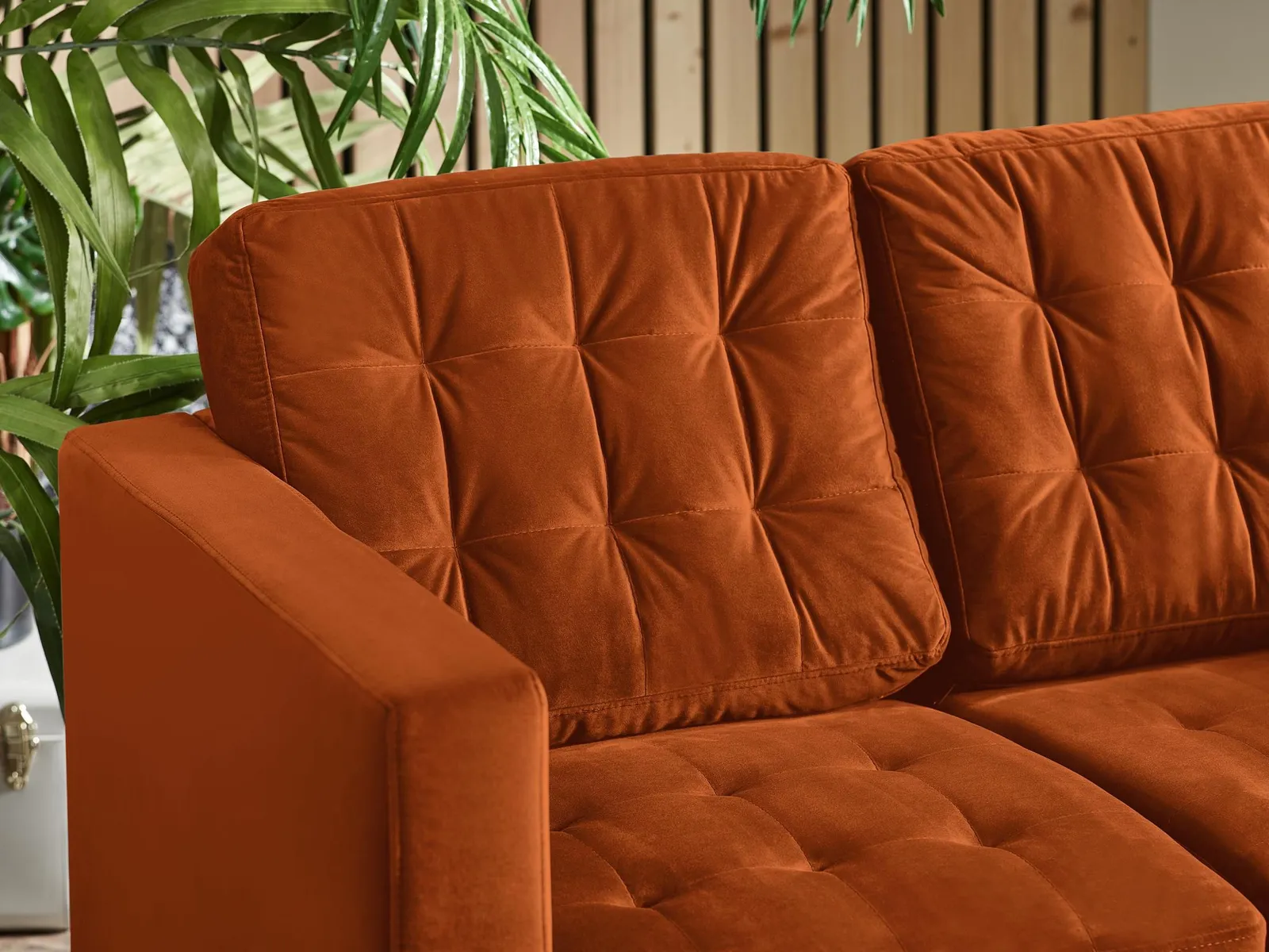 FurnitureboxUK Jade 2-Seater Soft Touch Velvet Sofa With Solid Wood Frame in Burnt Orange 5