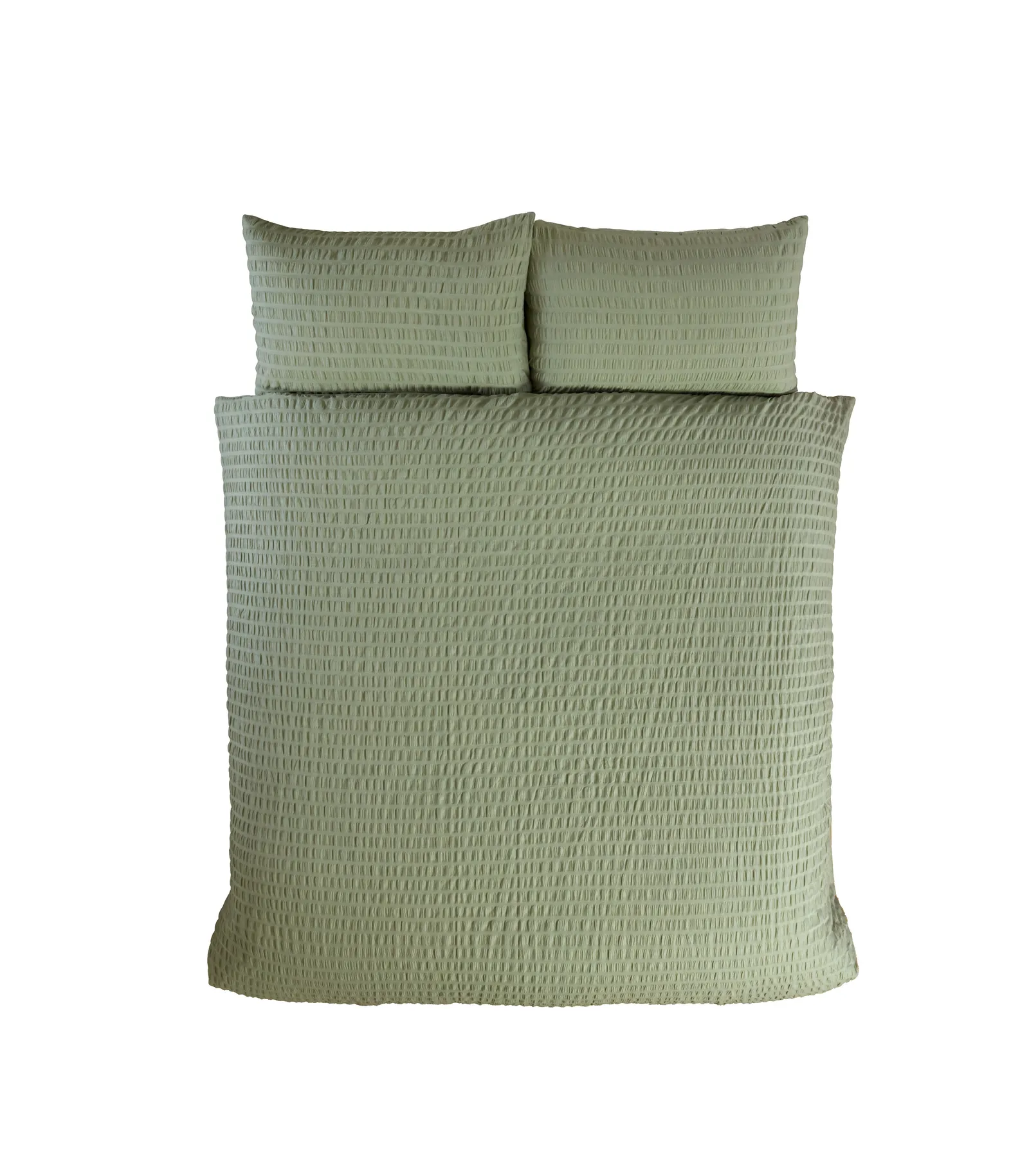 Rapport Home Seersucker Polycotton Luxury Duvet Cover Set with Pillowcase in Green 3