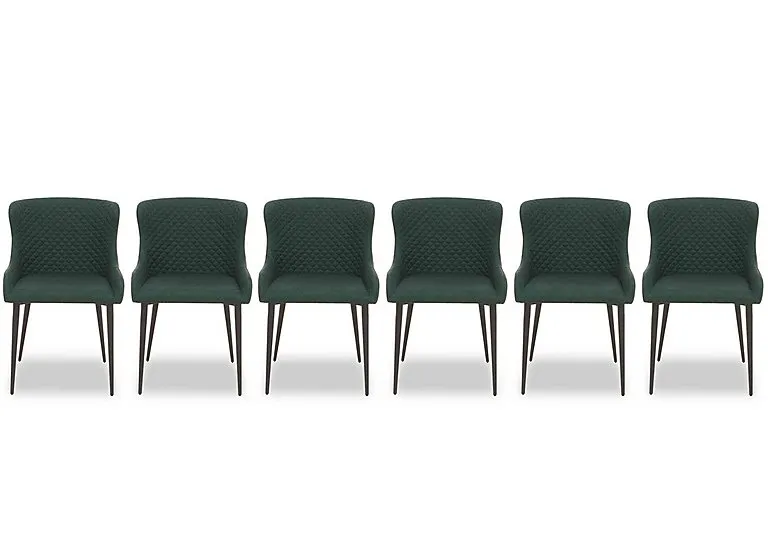 Hanoi Set of 6 Faux Leather Dining Chairs - Bottle Green