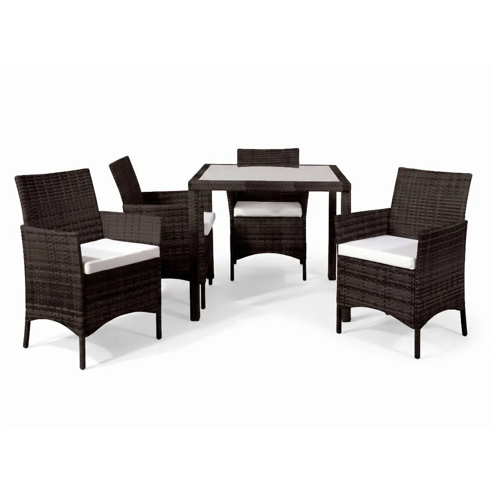 Comfy Living Ltd 5PC Rattan Dining Outdoor Garden Square Patio Furniture Set in Brown 2