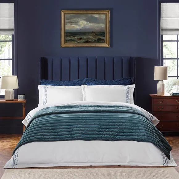 Dorma Coastal Embroidery 100% Cotton Duvet Cover & Pillowcase Set 6