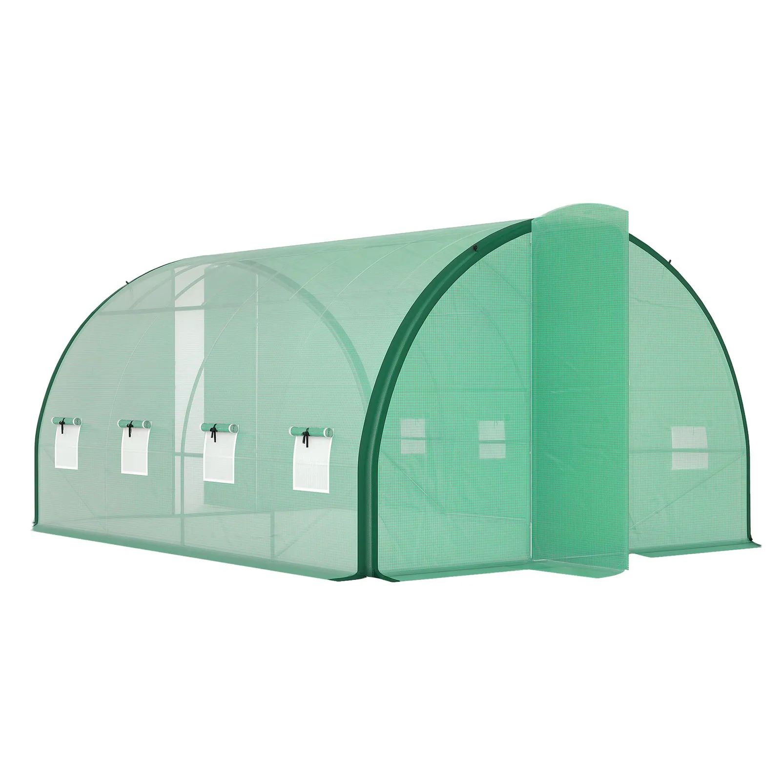 OUTSUNNY Tunnel Greenhouse, Upgraded Structure, Hinged Doors, 4 x 3(m) in Green 2