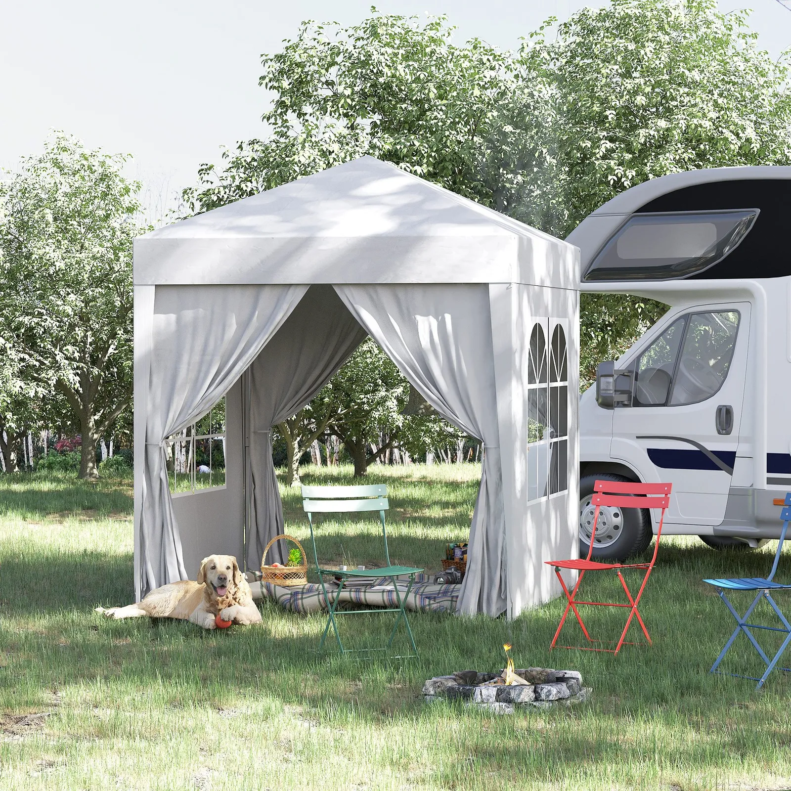 OUTSUNNY 2mx2m Pop Up Gazebo Party Tent Canopy Marquee with Storage Bag in White