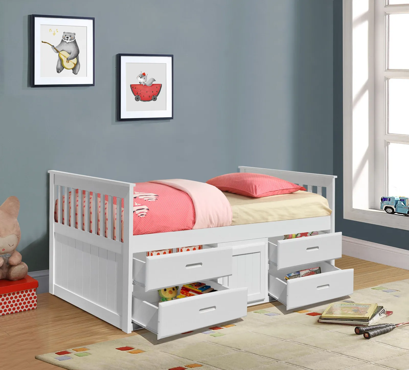 Comfy Living Ltd 3ft Wooden Captains Bed With Drawers & Storage in White 3