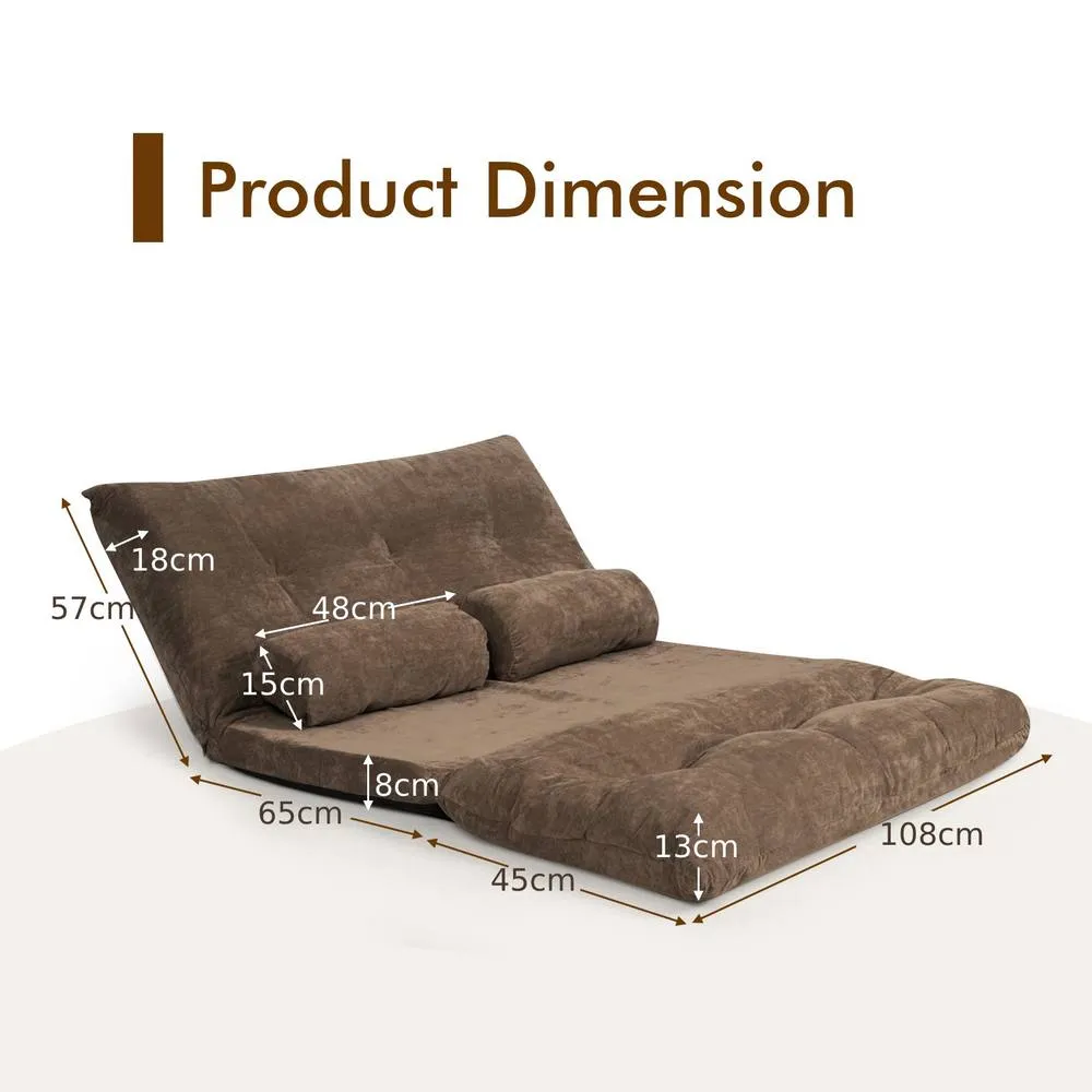 Costway 3 IN 1 Convertible Floor Sofa Bed Floor Sleeper Seat in Brown 2