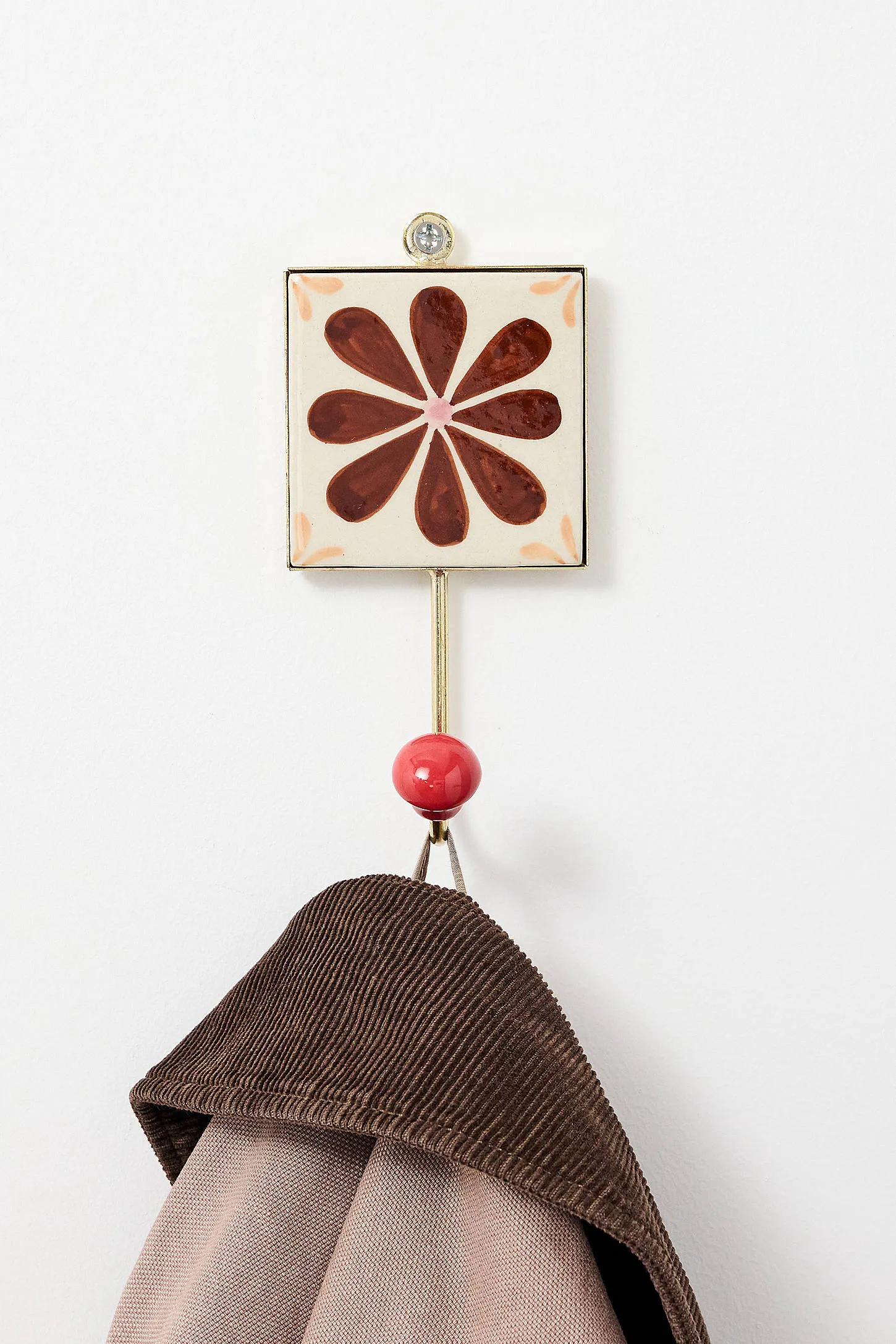 Single Tiled Wall Hook - Red