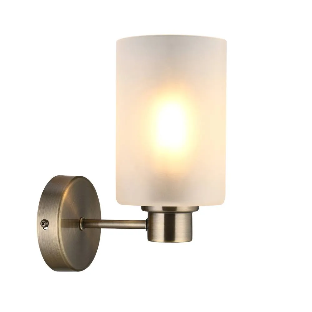 First Choice Lighting Panton - Antique Brass Wall Light with Frosted Glass Shades in Bronze 5