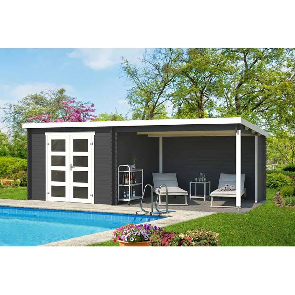 Lasita Maja Ltd Novia275 Plus Log Cabin, Garden Room, Home Office L620xW308.9xH210.9cm in Light Tan 3