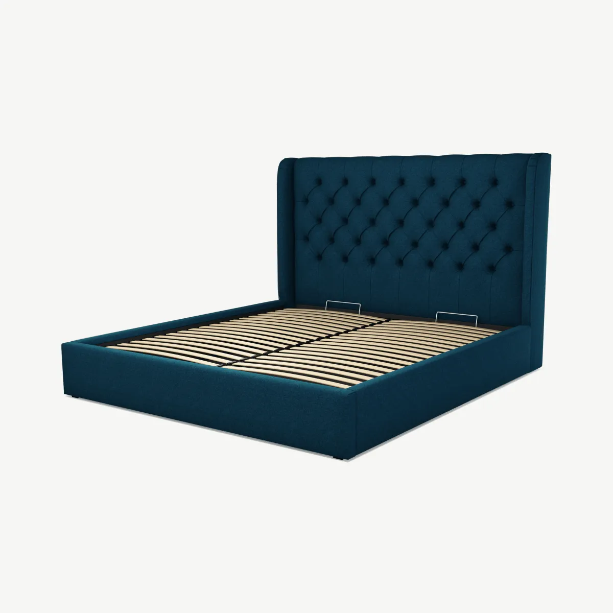 Romare Super King Size Ottoman Storage Bed, Shetland Navy Wool