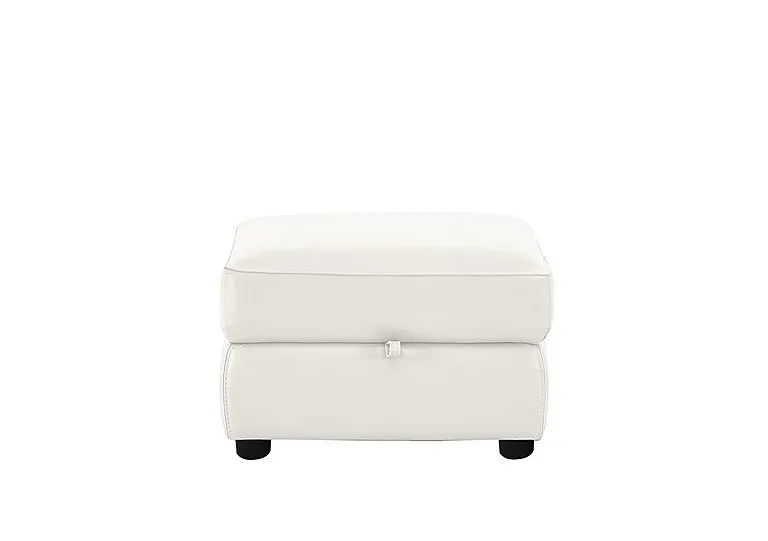 Echo Leather Storage Footstool - BV Star White