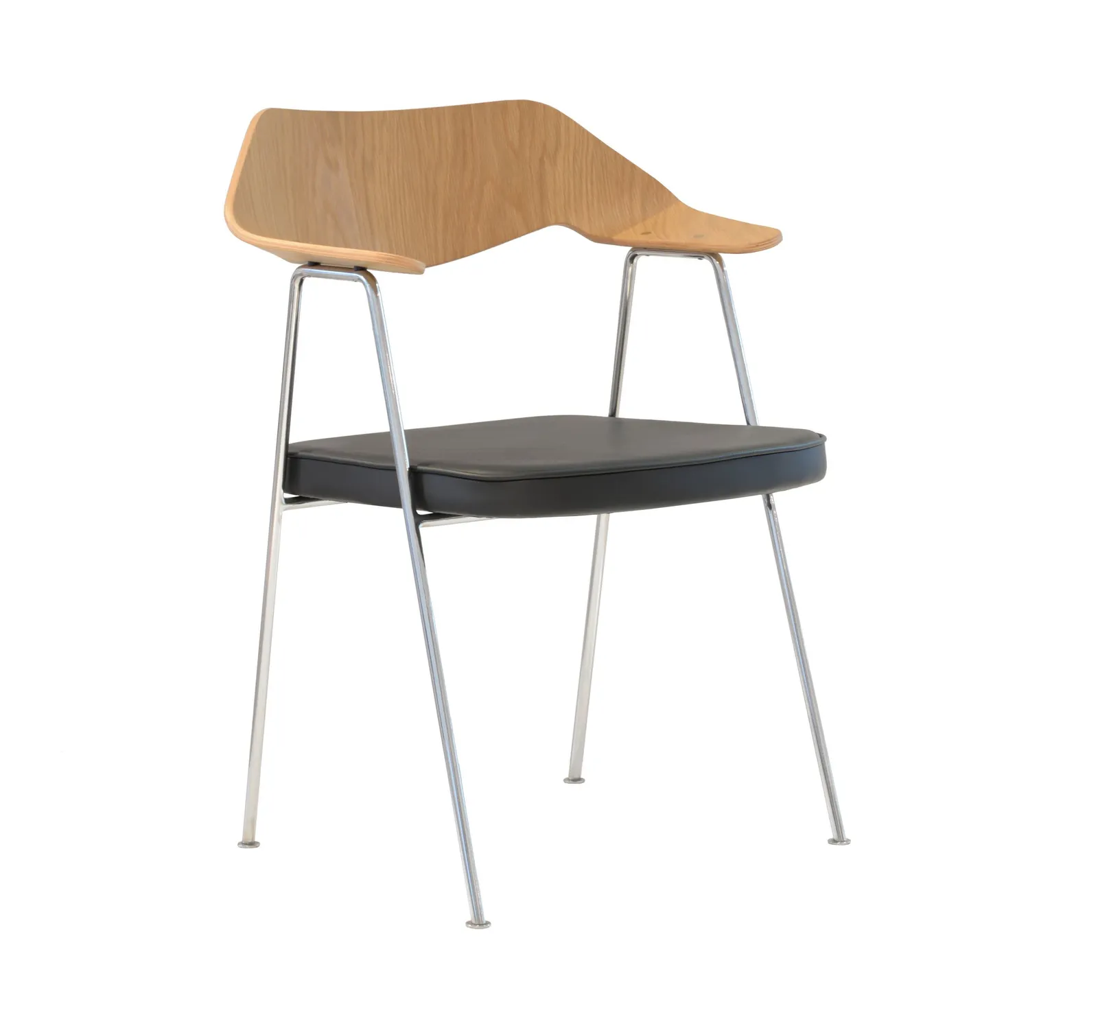 Case 675 Chair Oak Chrome Legs