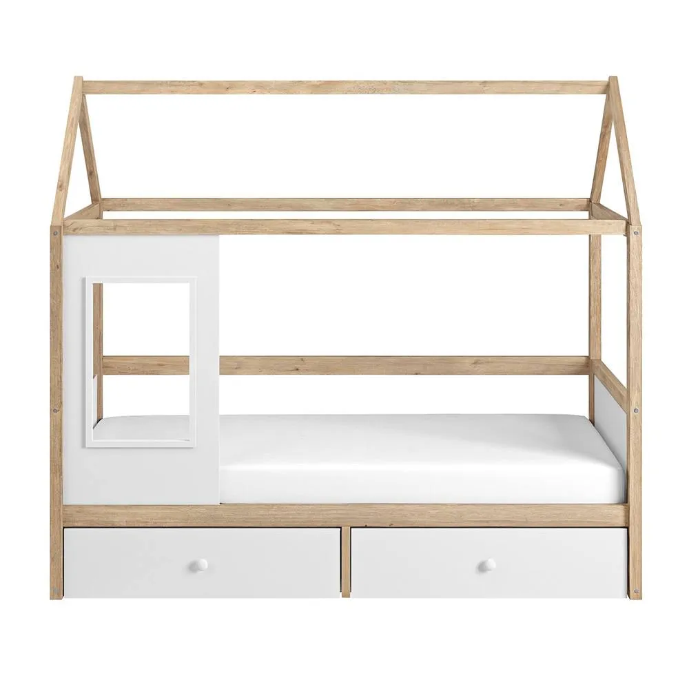 Flair Ted Play House Wooden Bed with Storage in White 4