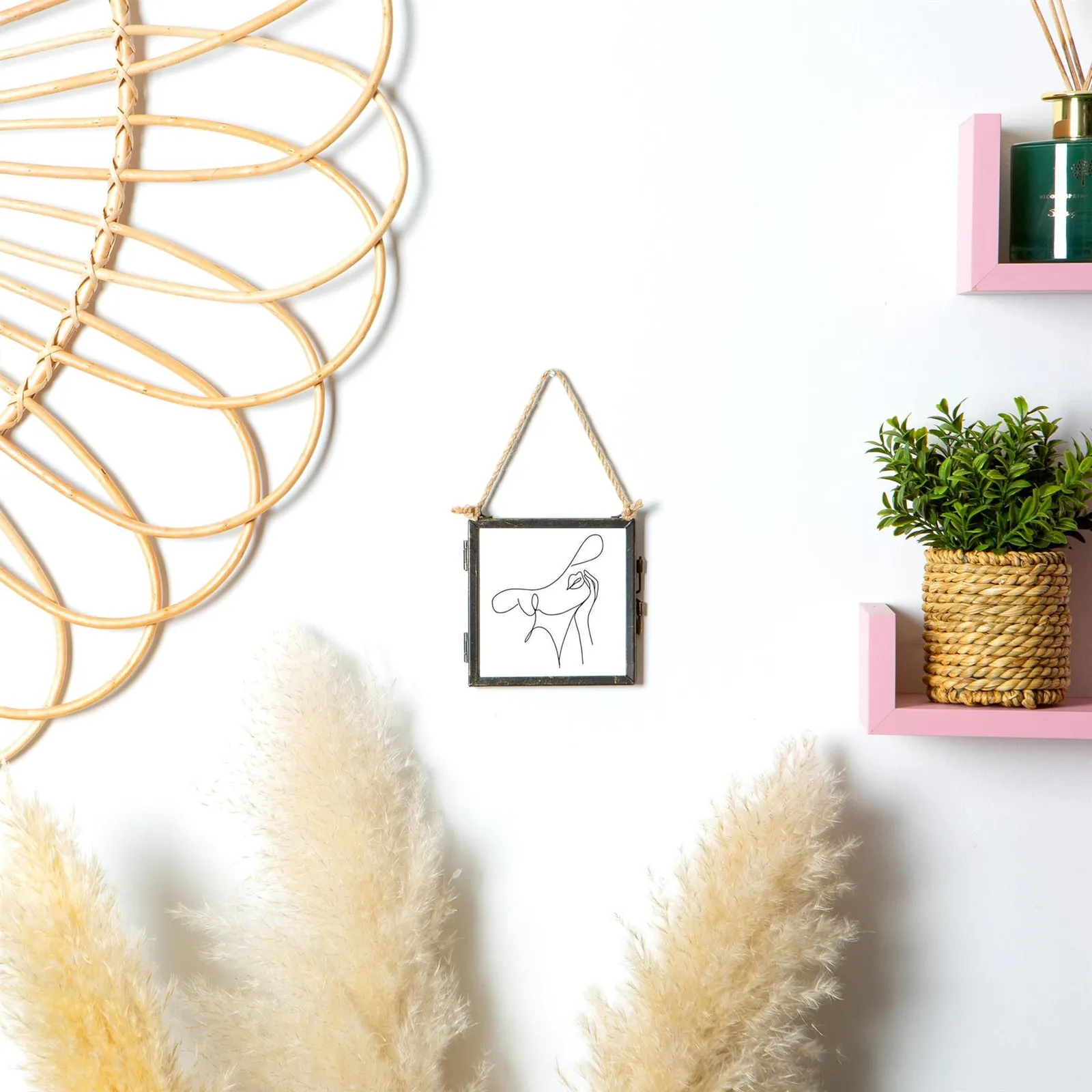 Nicola Spring Hanging Metal Photo Frame - 4" x 4" - Black - Picture Frame Wall Mounted Frame with Rope 6