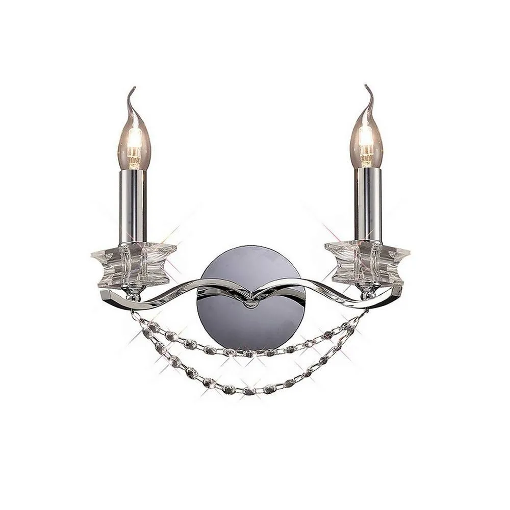 Netlighting Nydia Wall Lamp 2 Light E14 Polished ChromeCrystal in Silver