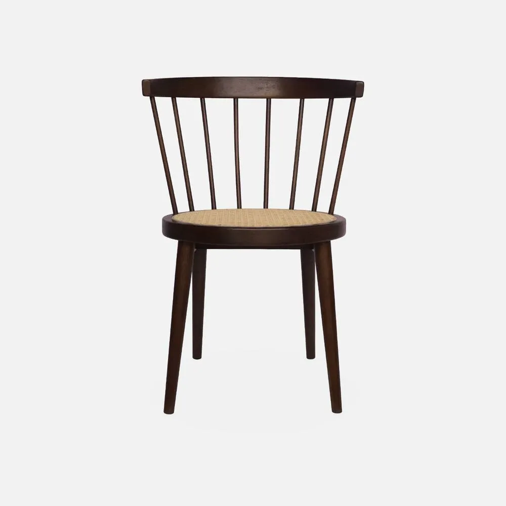 sweeek Set Of 4 Wooden & Caned Chairs in Dark Brown 2