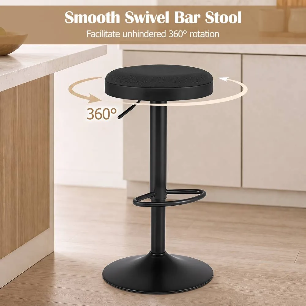 Costway Backless Counter Height Chairs Swivel Island Chairs Padded Seat in Black 6