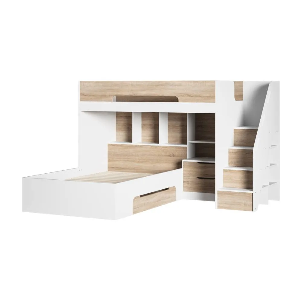 Flair Greyson Staircase Triple Bunk Bed with Storage in White 5
