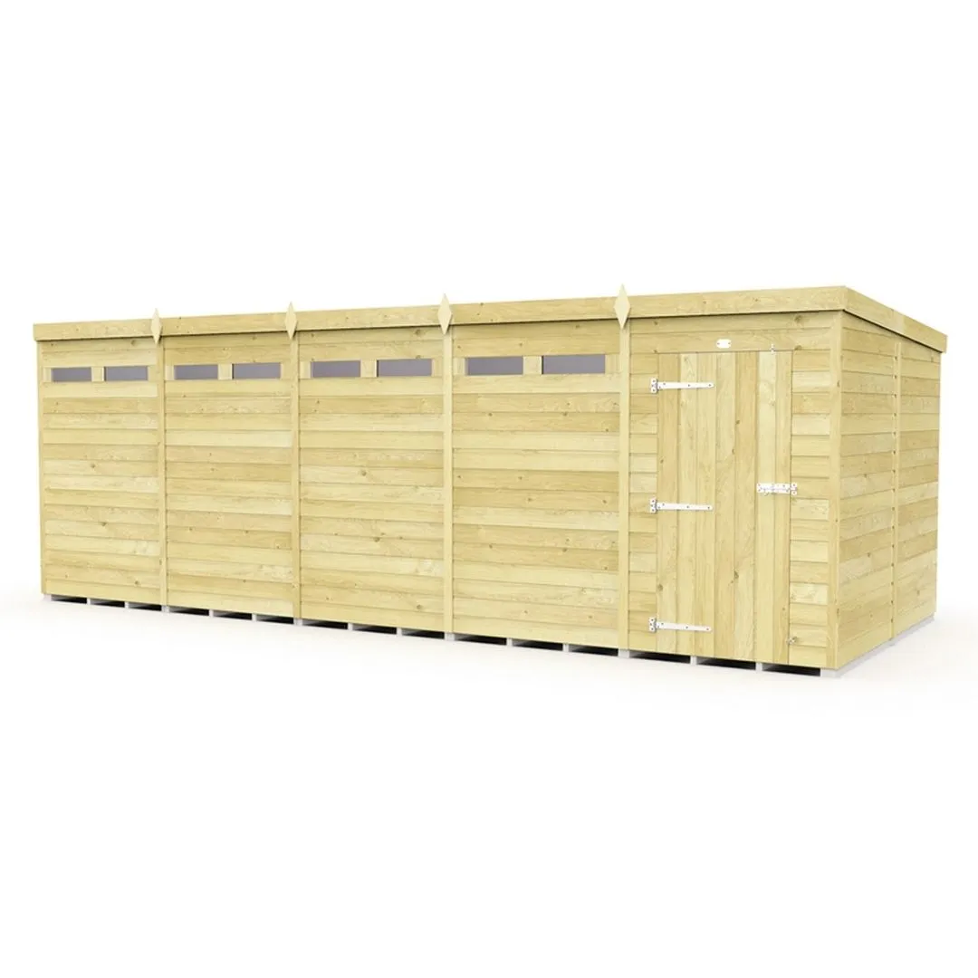 Buttercup Farm 20 x 8 Feet Pent Security Shed - Single Door - L231 x W589 x H201 cm in Brown