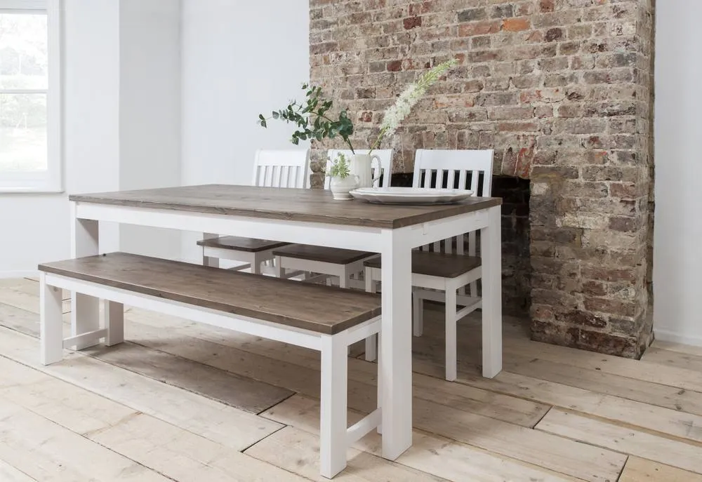Nöa and Nani Hever Bench in White and Dark Pine 4