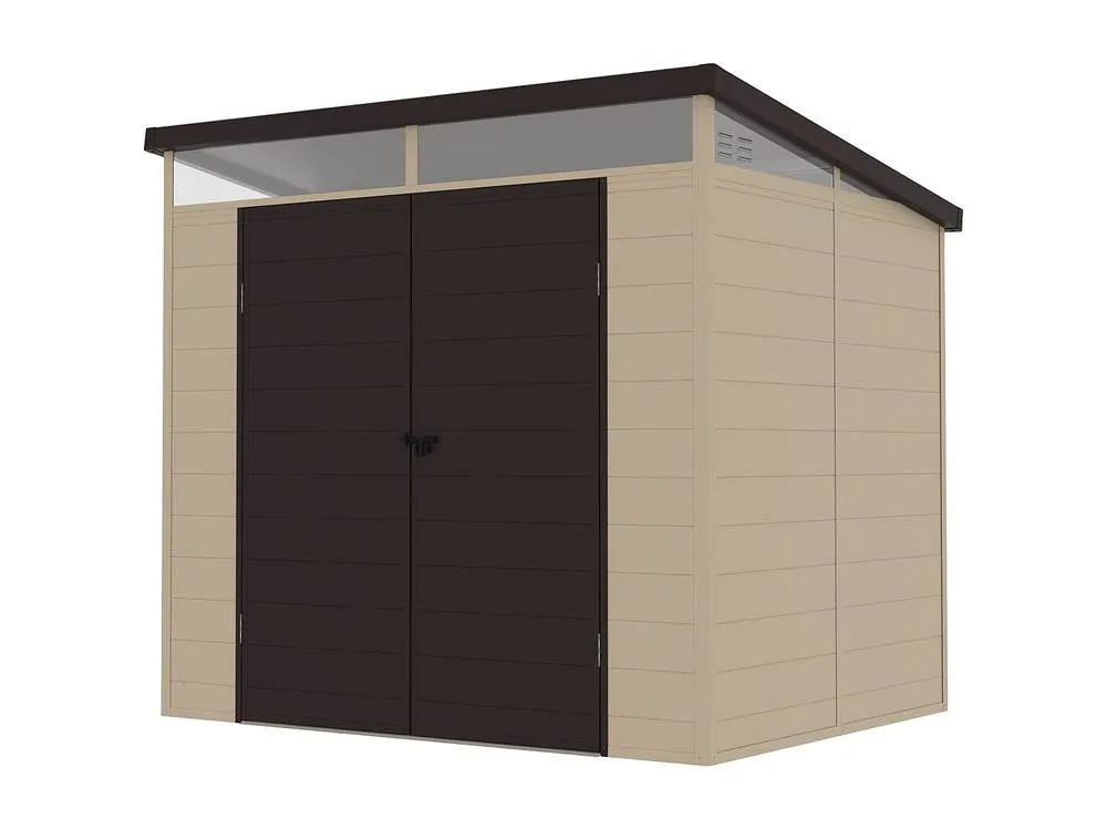 Vente-unique Beige & Brown Resin Garden Shed 4.57 M² With Floor - MINARO 6