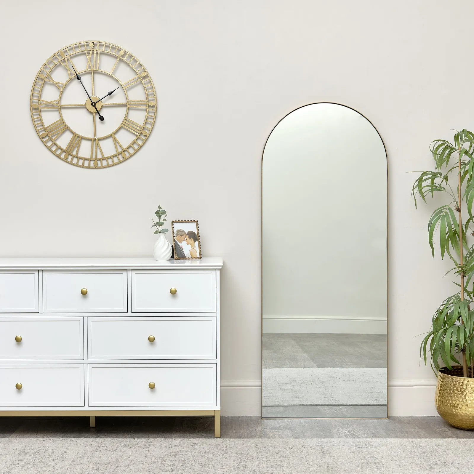 Melody Maison Large Gold Arched Leaner Mirror 150cm X 60cm 5