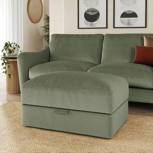 Hattie Matte Plush Velvet Storage Footstool
