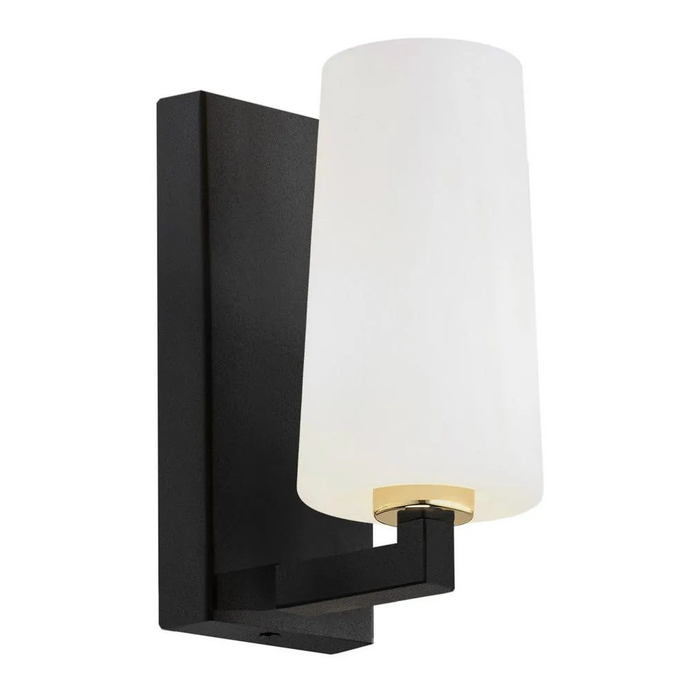 Netlighting Camelot Plus Wall Lamp With Shade Opal Matt Black MattBrass Elements
