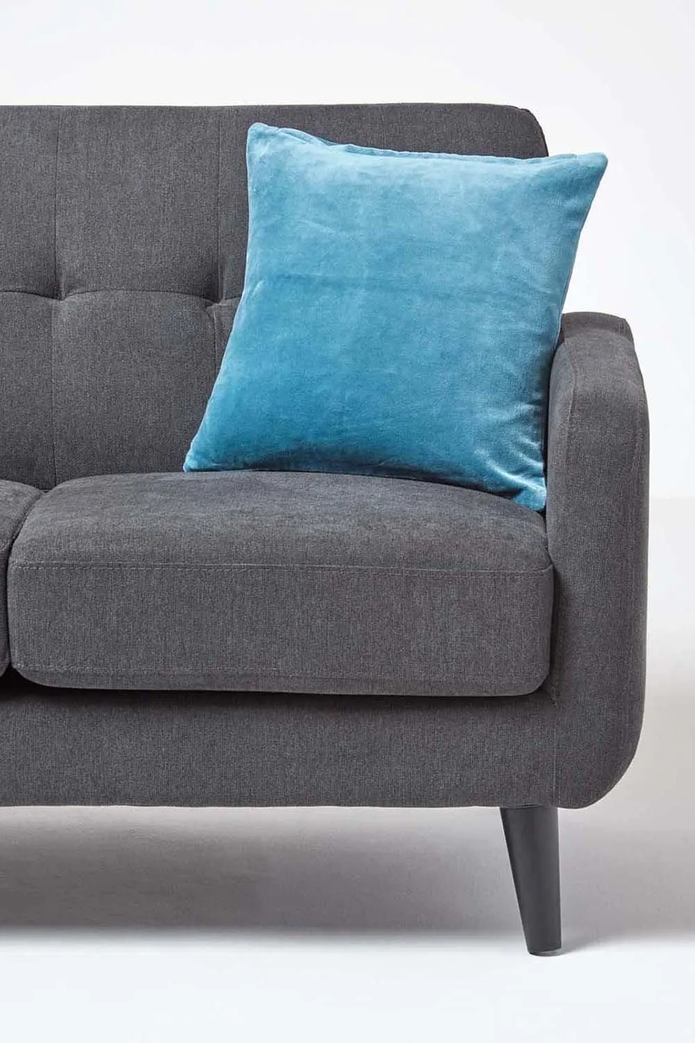 Homescapes Velvet Cushion Cover 100% Cotton, Soft & Machine Washable in Blue 4
