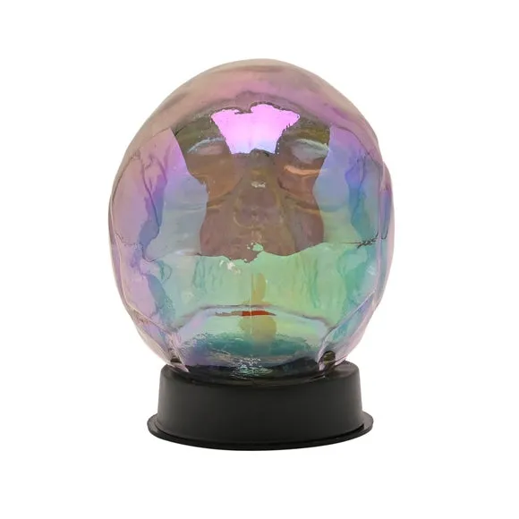 Hocus Pocus Irridescent Glass Skull With Neon Flickering Light 5
