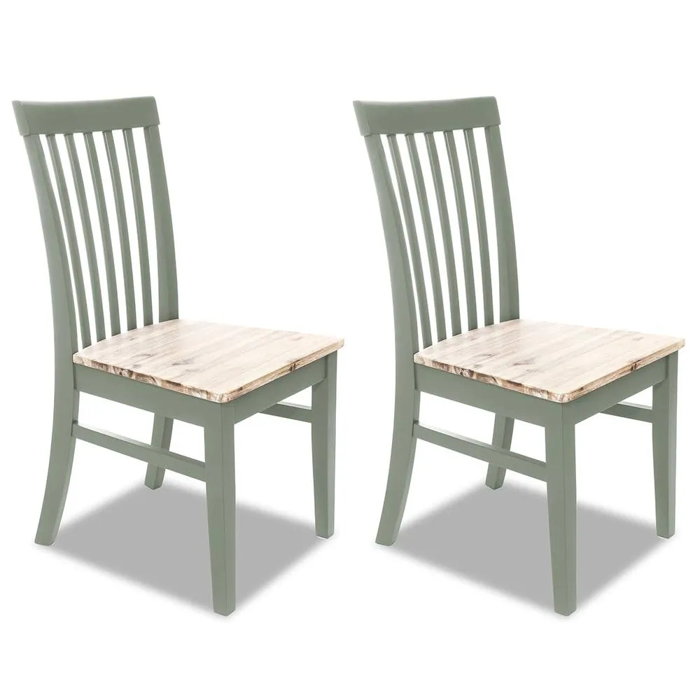 Statement Furniture Florence Highback Wooden Seat Chairs Set of 2 in Light Green