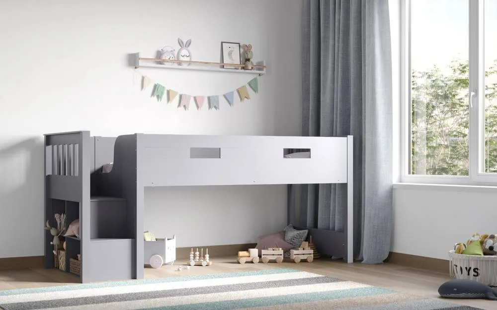 Flair Charlie Staircase Mid Sleeper Cabin Bed in Grey